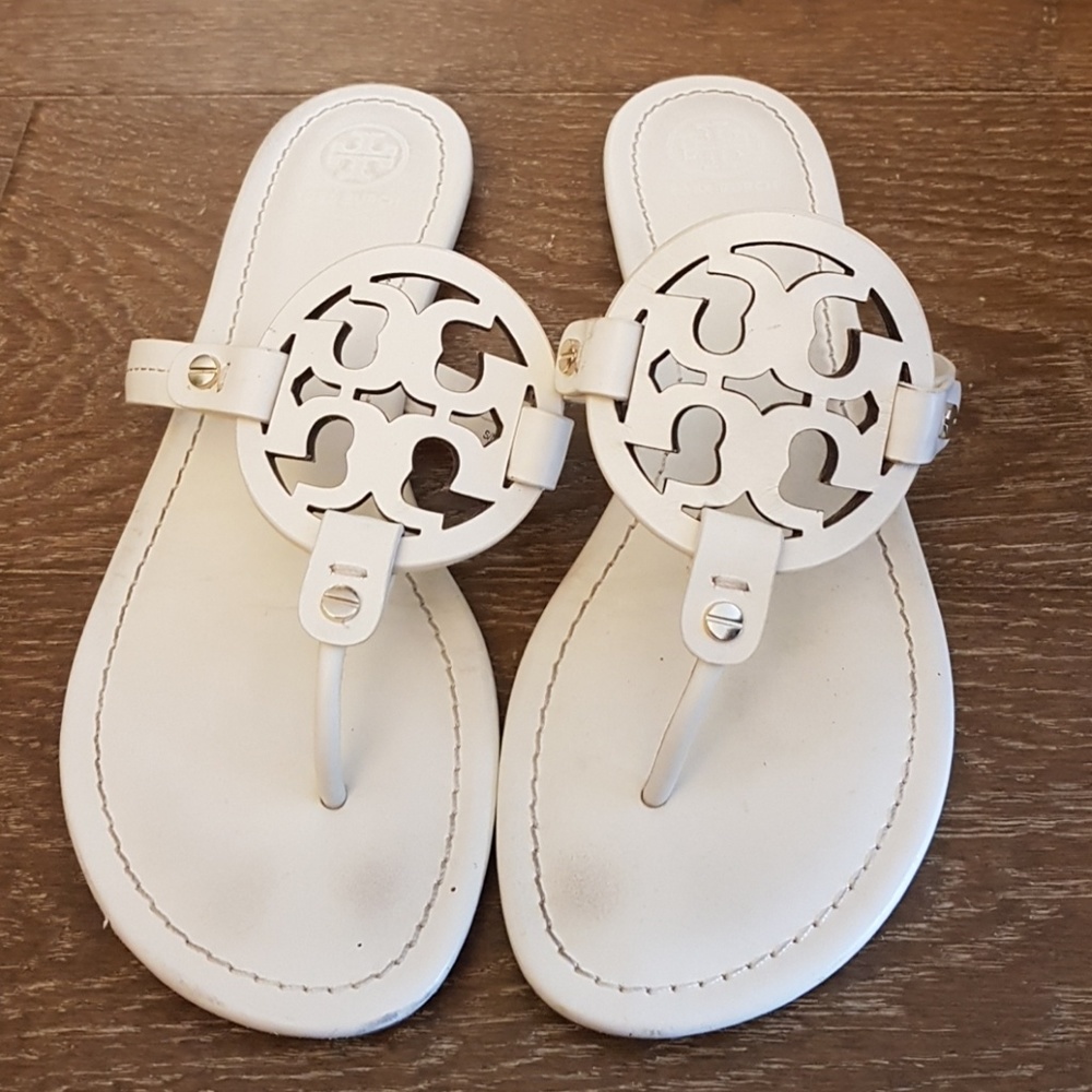 Tory Burch white Miller Sandal Sz 9.5Great Conditn